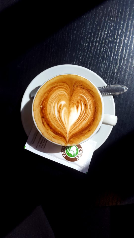 Overhead On Cup Of Cappuccino