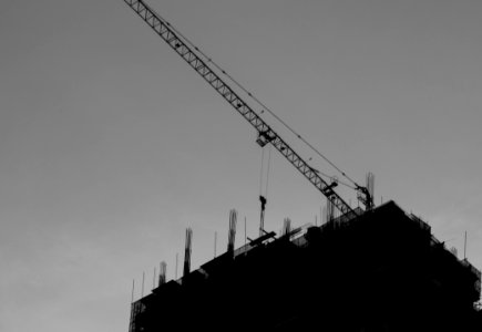 Crane On Rooftop In Black And White photo