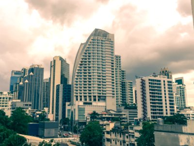 Finance District With Clouds photo