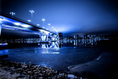 Modern Bridge At Night