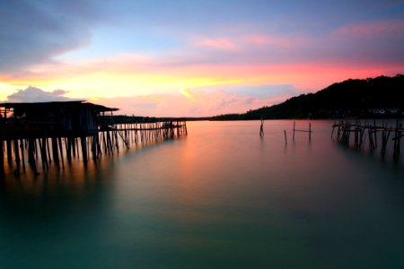 Wooden Pier At Sunset photo