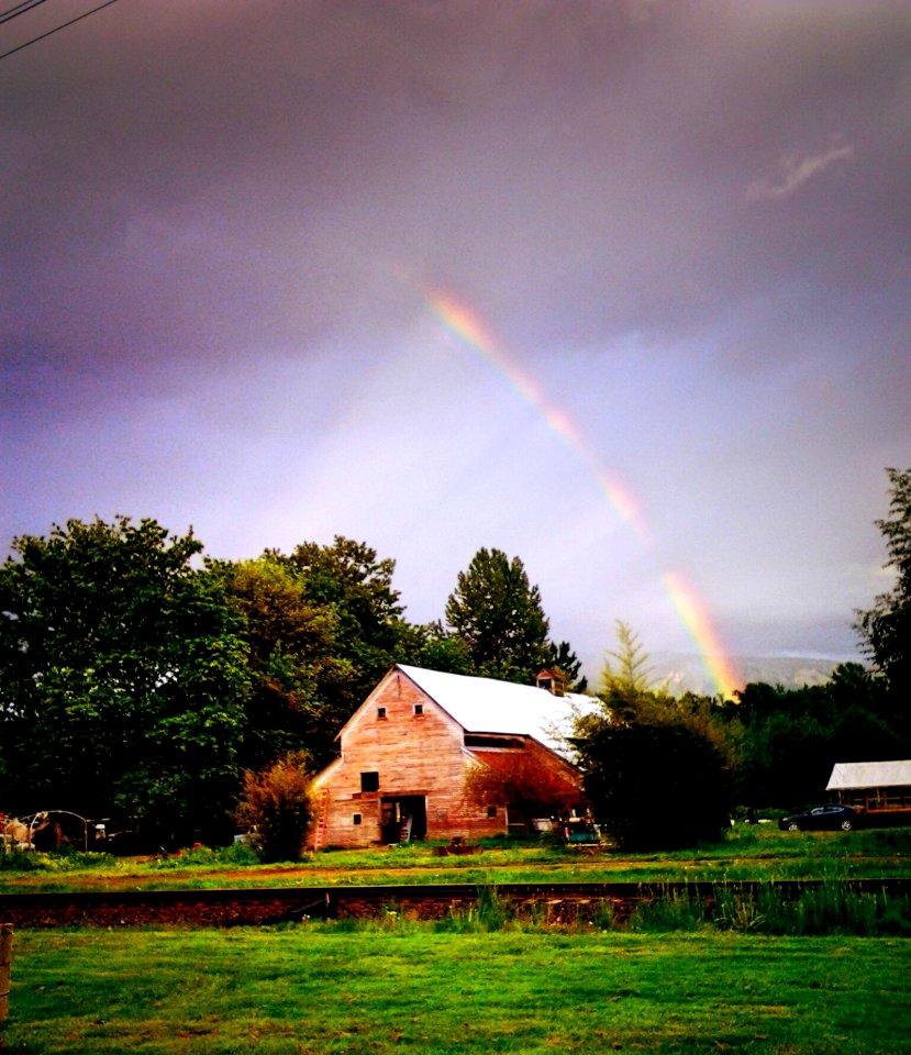 Rainbow Over Country Barn