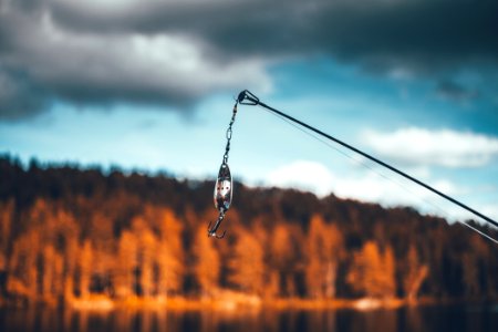 Brown Black Fishlure On Rod Selective Focus Photography
