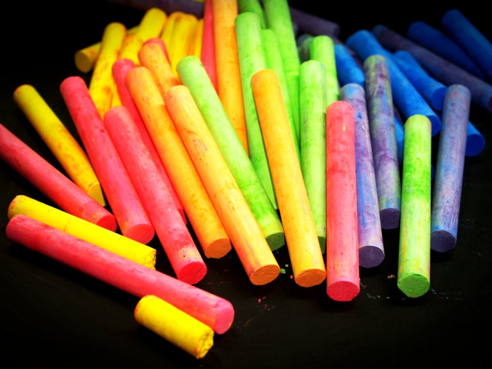Pink Yellow Green And Blue Chalk