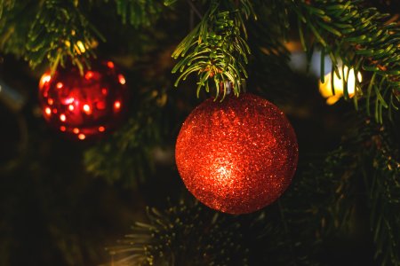 Decorations On Christmas Tree photo
