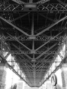 Grayscale Photo Of Bridge Frame photo