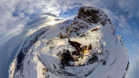 Aerial View Of Person On Mountain Summit