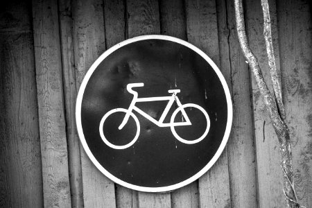 Black And White Bicycle Road Sign photo