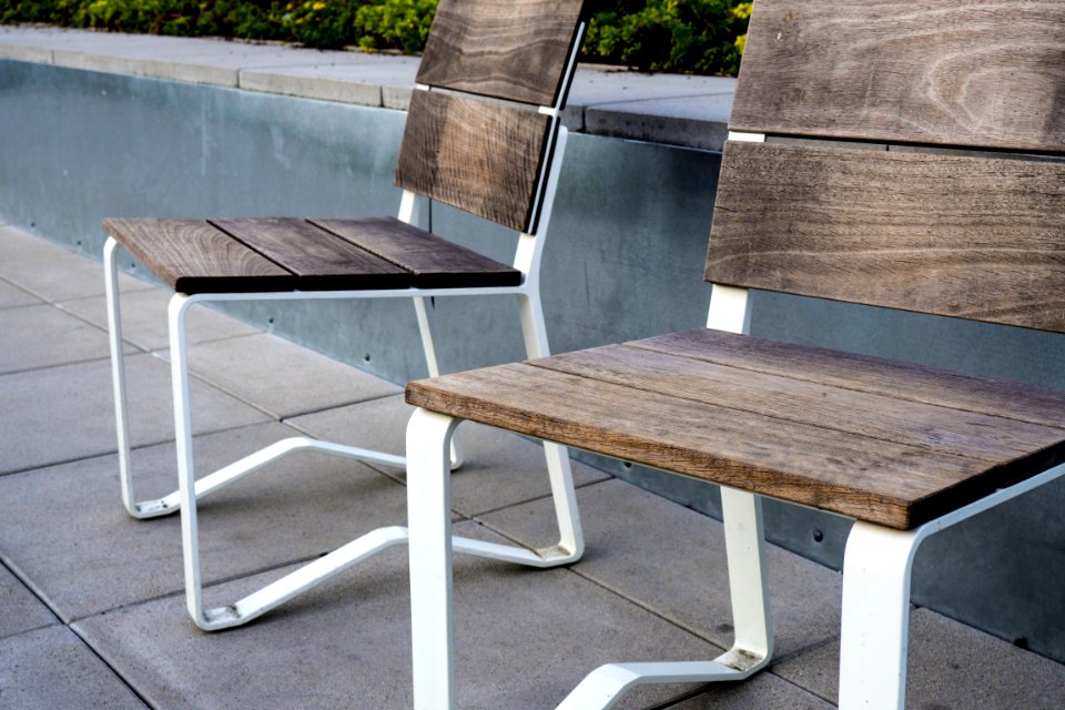 2 Wooden Chair On Top Tile Outdoor
