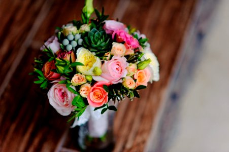 Yellow Pink And Orange Flower Bouquet photo