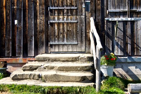 Steps To Old Wooden Door photo