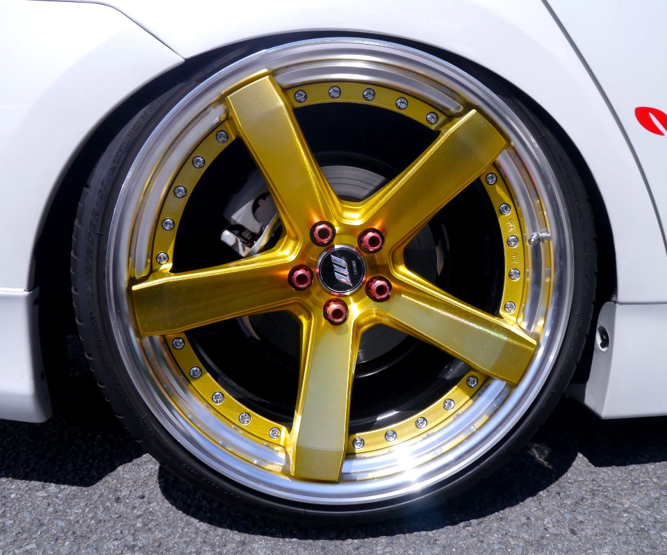 Yellow 5 Spoke Car Wheel
