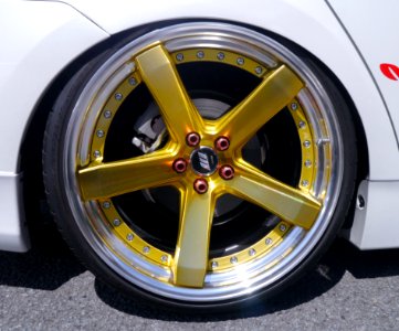 Yellow 5 Spoke Car Wheel