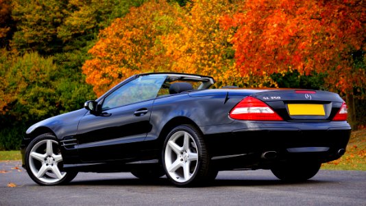 Black Mercedes Benz Convertible On Gray Concrete Floor
