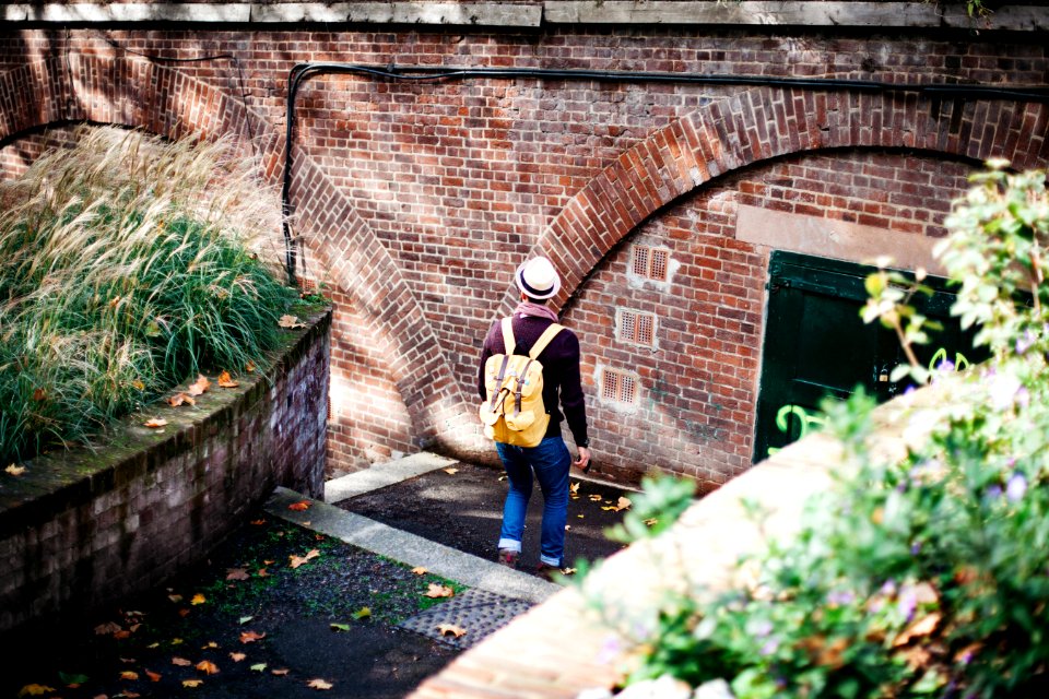 Man With Brown Backpack