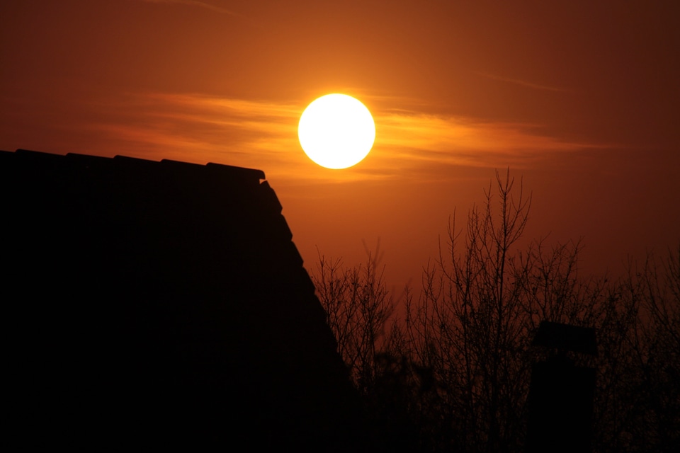 Roof sunset autumn