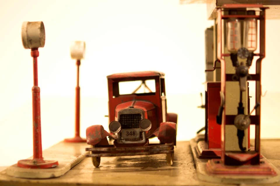 Antique Car And Gas Station Toys