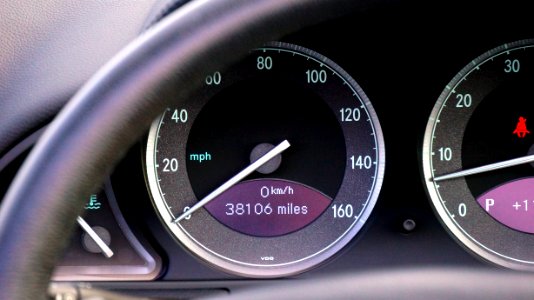 Black Analog Car Speedometer photo