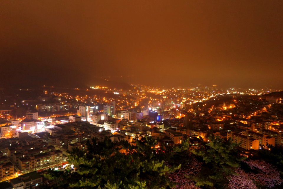 Lighted Buildings During Evening