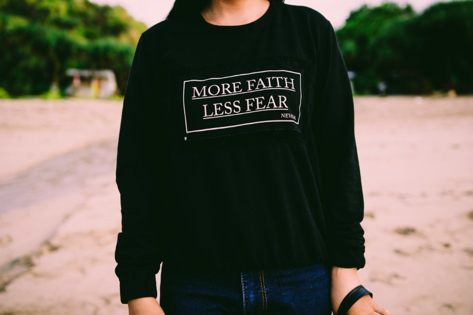 More Faith Less Fear White Sweater