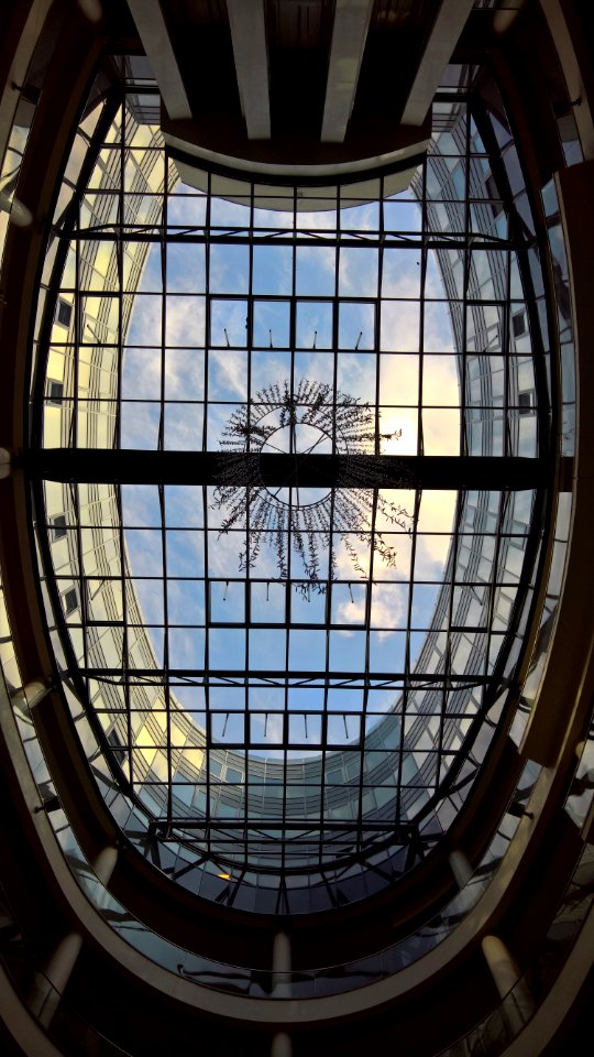 Low Angle Mirror Framed Ceiling Bulding photo