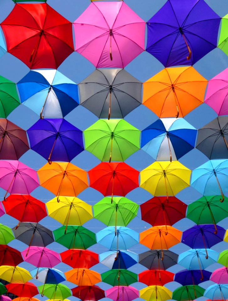 Pink Grey And Green Folding Umbrella Painting