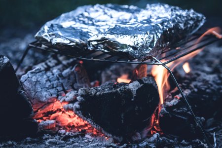 Foil Cooked On Metal Grill photo