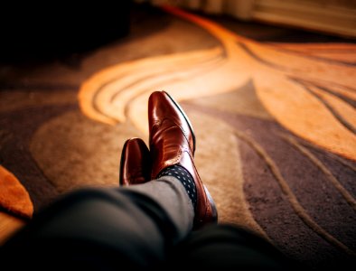 Man Wearing Leather Shoes photo