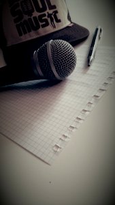 Microphone Near Click Pen Near Graphing Paper photo