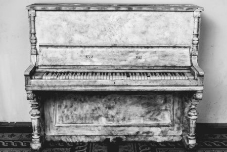 Gray Wooden Upright Piano photo
