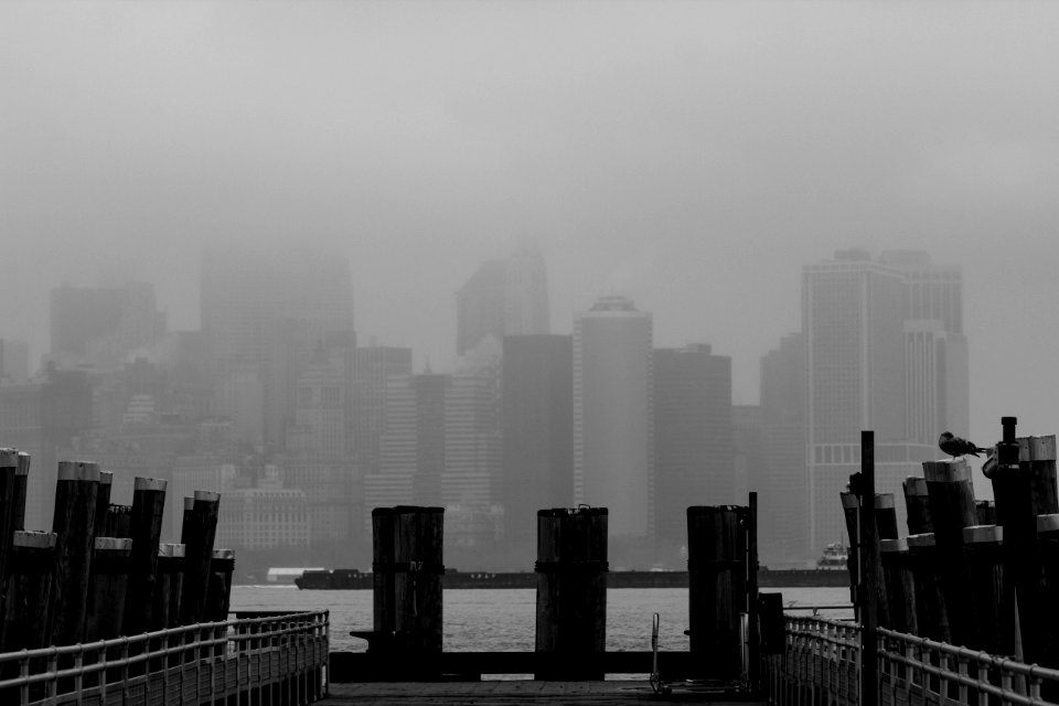 Manhattan New York Skyline In Fog