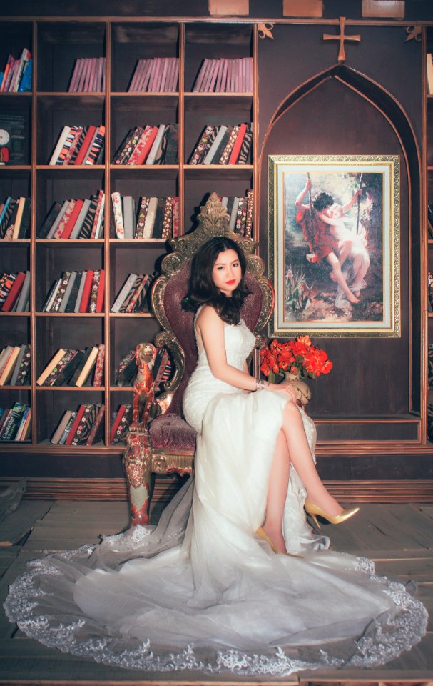 Bride In Library Chair