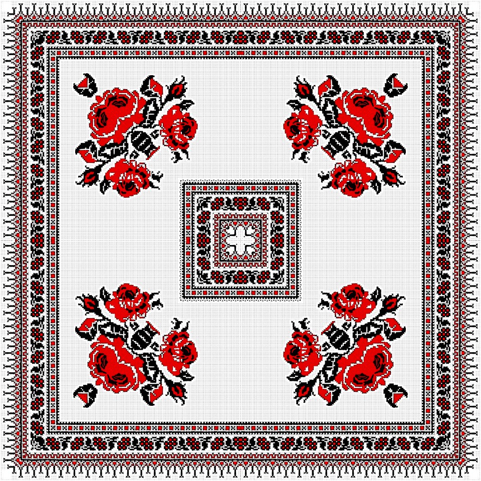 Red Embroidery Cross Stitch Art