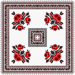Red Embroidery Cross Stitch Art