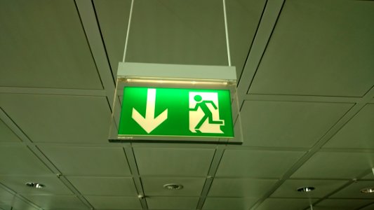 Green Lighting Ceiling Signage photo