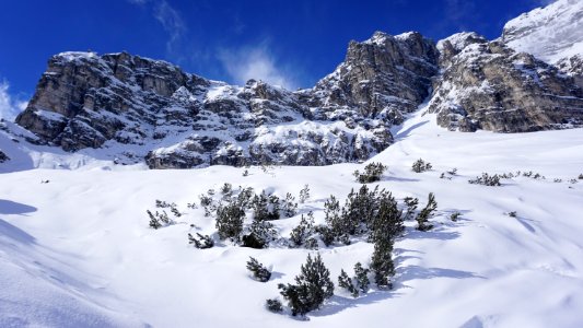 Mountainous Landforms Winter Mountain Range Snow photo