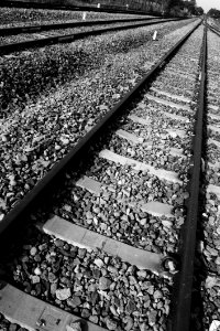 Track Black And White Monochrome Photography Rail Transport photo