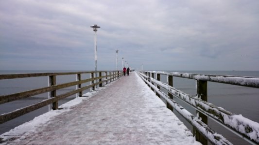Pier Sea Sky Snow photo