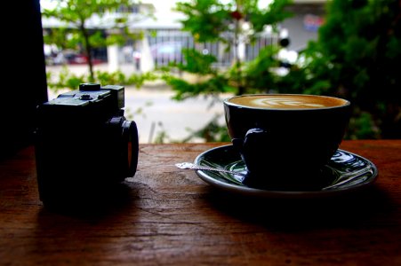 Cappuccino Near On Black Camera