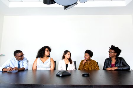 Five People Having Conversation