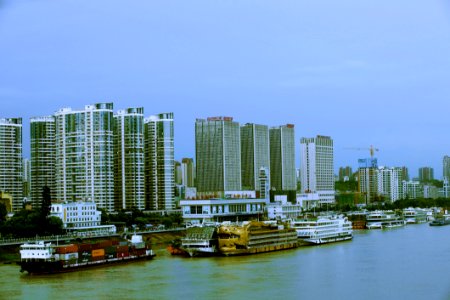 Metropolitan Area City Skyline Waterway photo