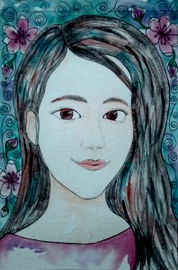 Face Art Portrait Watercolor Paint photo