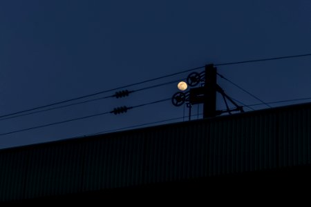 Silhouette Of Electric Wires During Nighttime