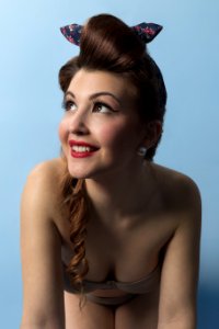 Woman In Brown Bra And Hair Tie