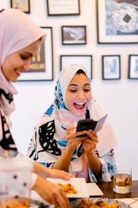 Woman Wearing White And Pink Hijab photo