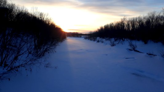 Sky Winter Waterway Reflection