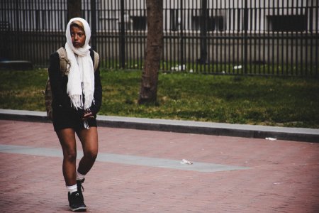 Woman Wearing White Scarf photo