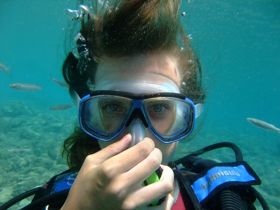 Woman diver scuba