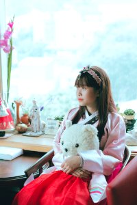 Woman Pink Kimono Dress