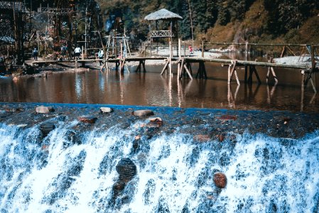 Brown Wooden Bridge On The River Photography photo